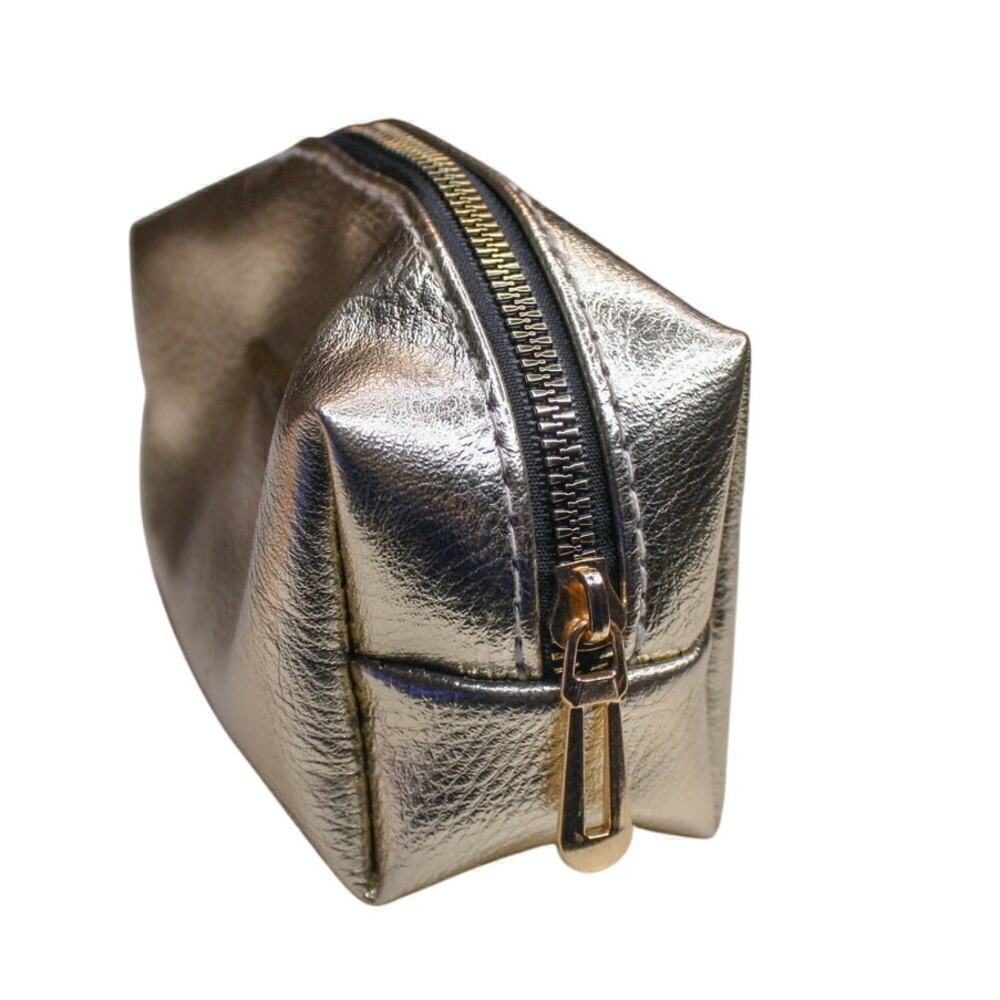 Alexis Bendel Metallic Gold Cosmetics Bag Make Up Pouch Small Bag - Picture 4 of 6